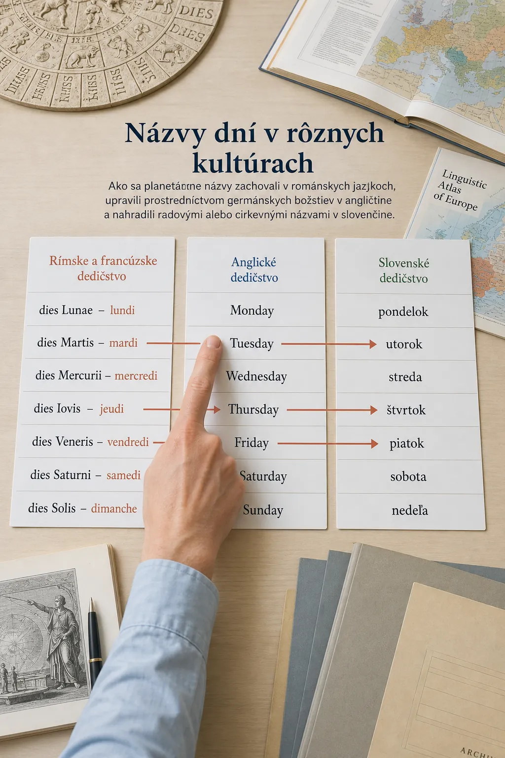 weekday names across Roman Romance Germanic and Slavic cultures
