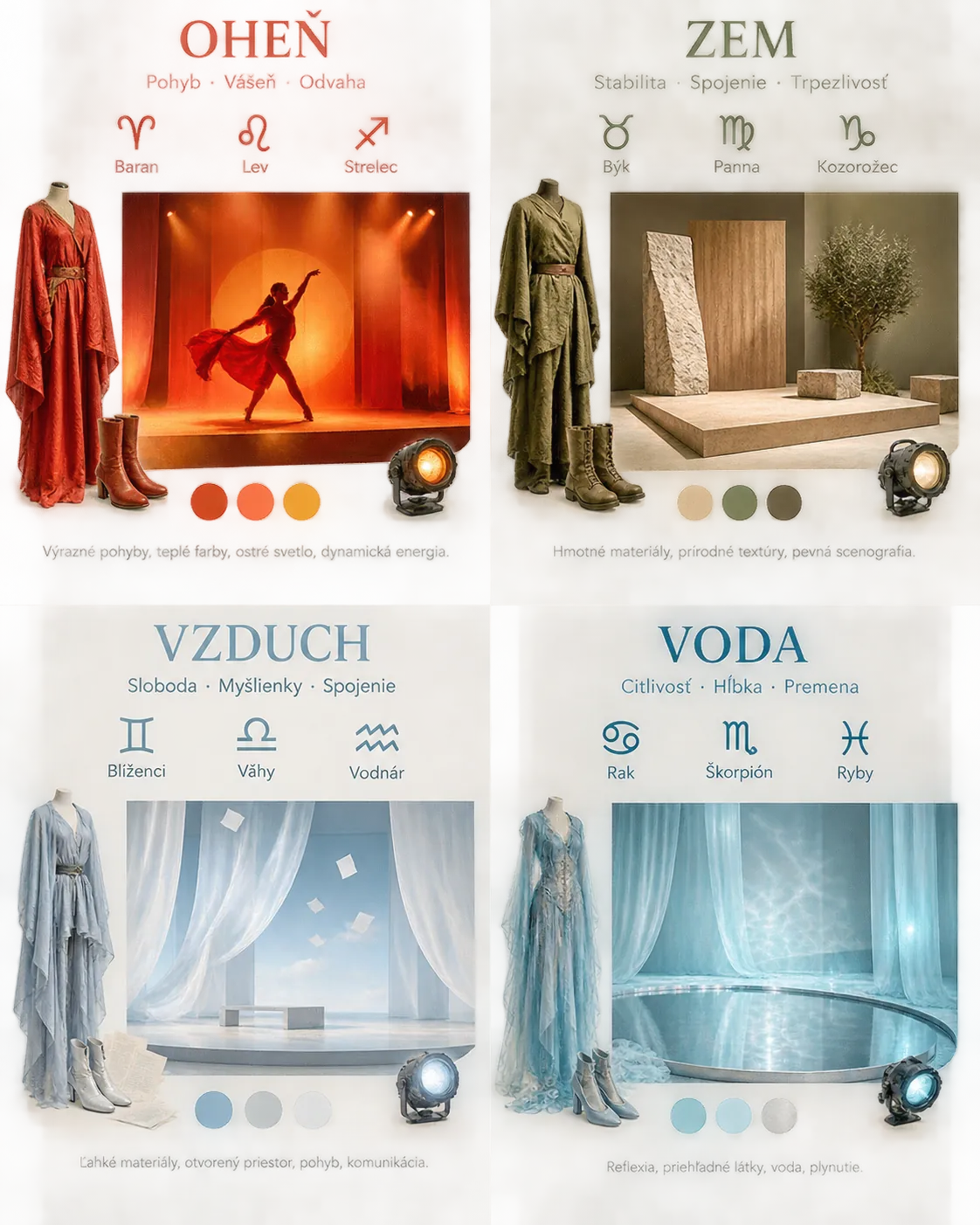 four elements in theatre costume and stage design