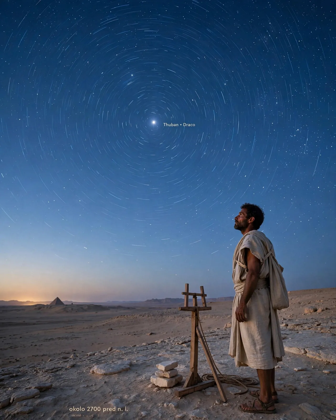 ancient sky navigation using Thuban as the pole star