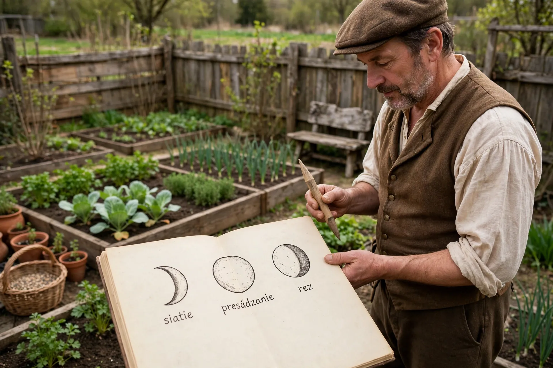 historical gardener using a lunar calendar