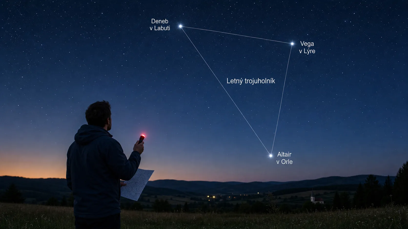 summer triangle observation from a Slovak countryside field