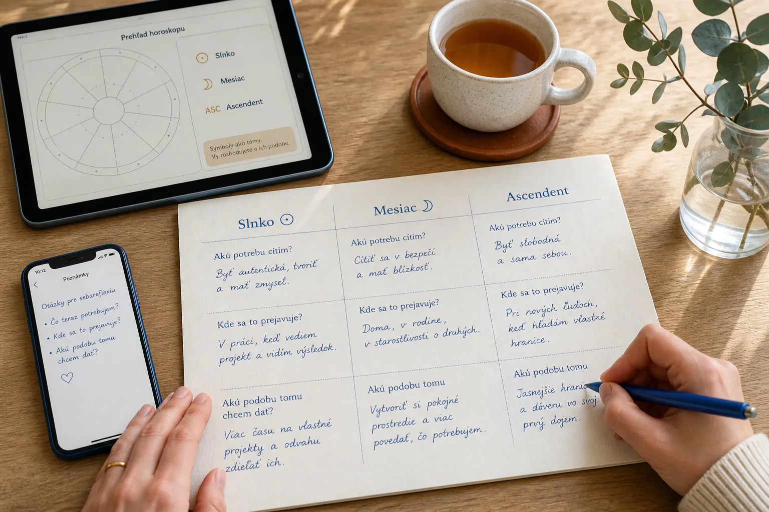personal astrology reflection worksheet with sun moon and ascendant