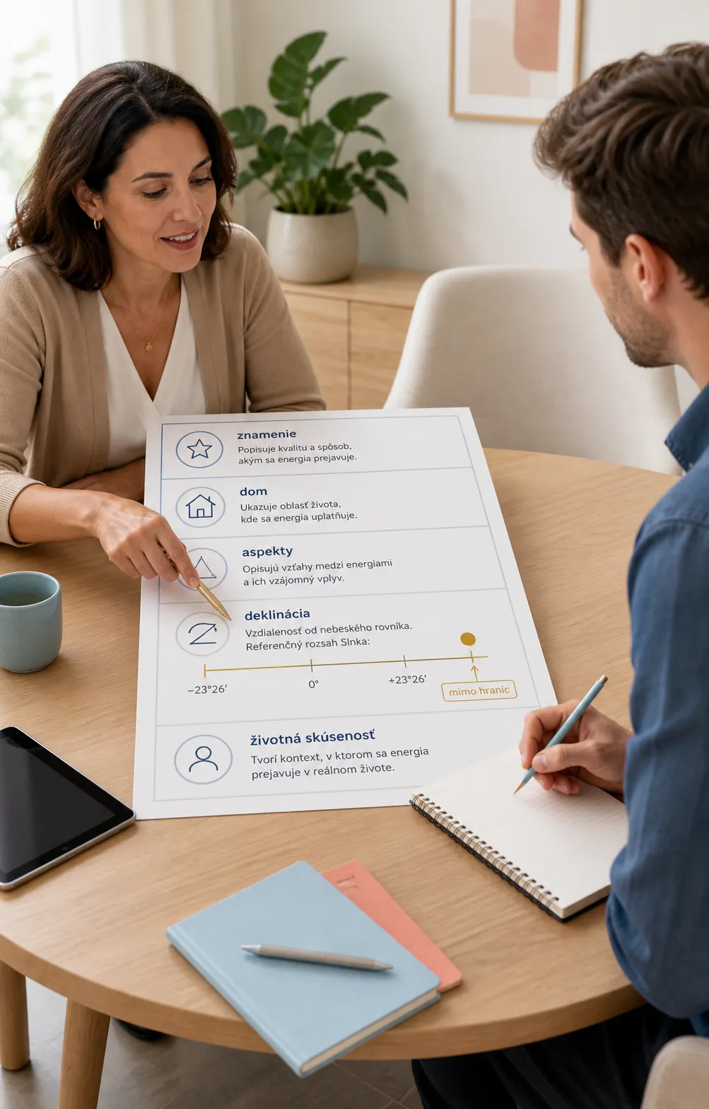 personal natal chart consultation with highlighted declinations