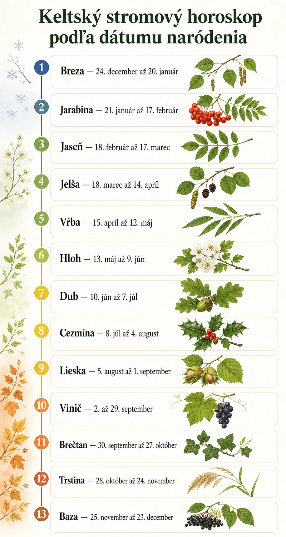 thirteen periods of the Celtic tree calendar