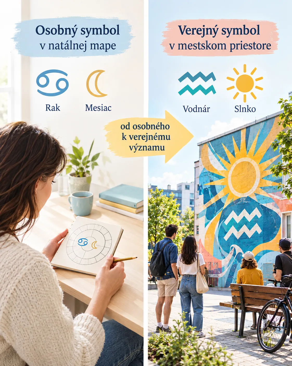 editorial infographic comparing personal and public celestial symbols