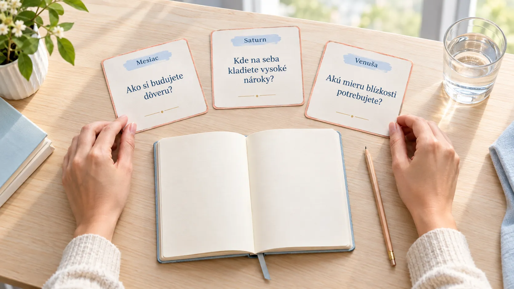 open-ended self-reflection questions in a bright astrology consultation setting