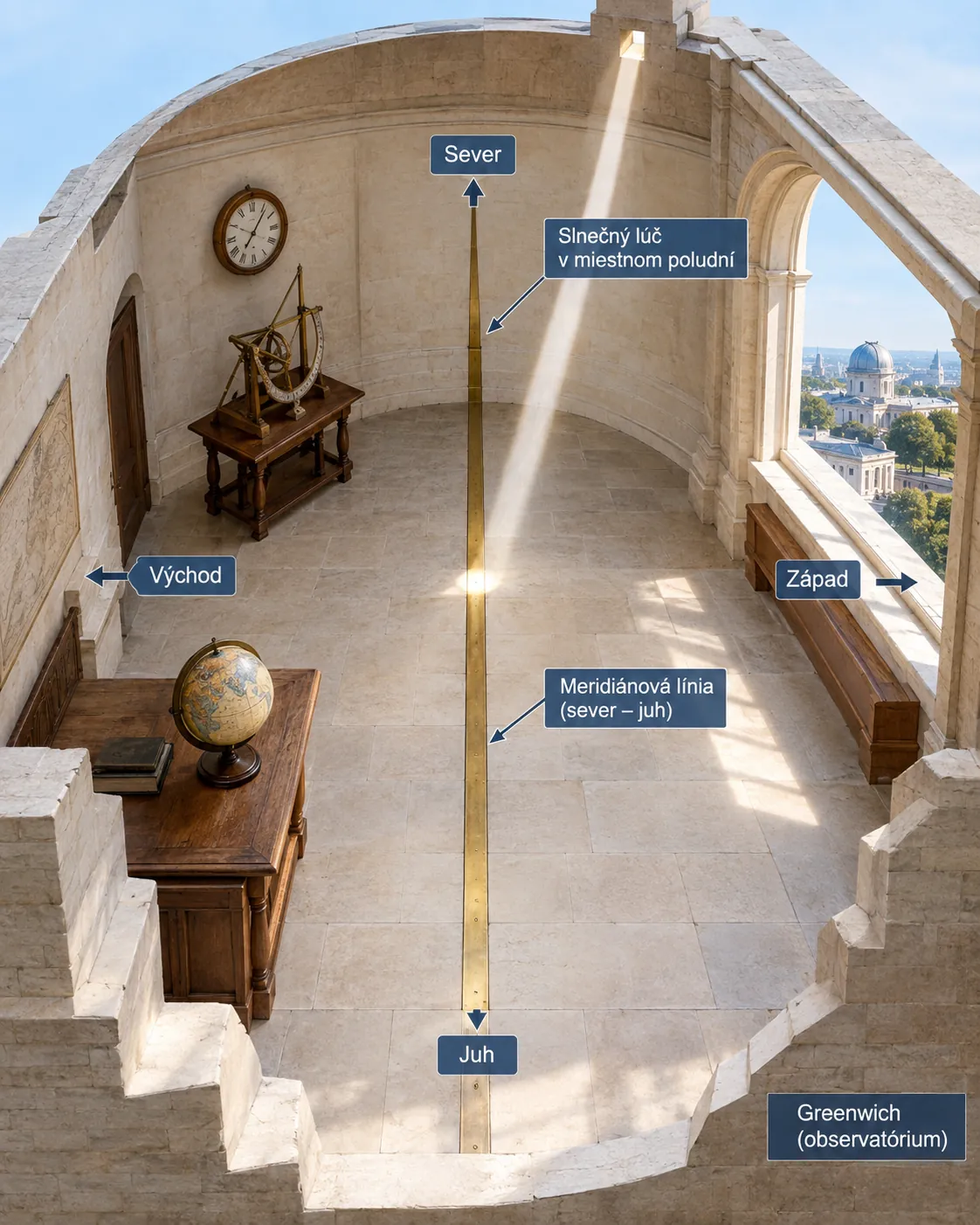 meridian line inside a historic observatory