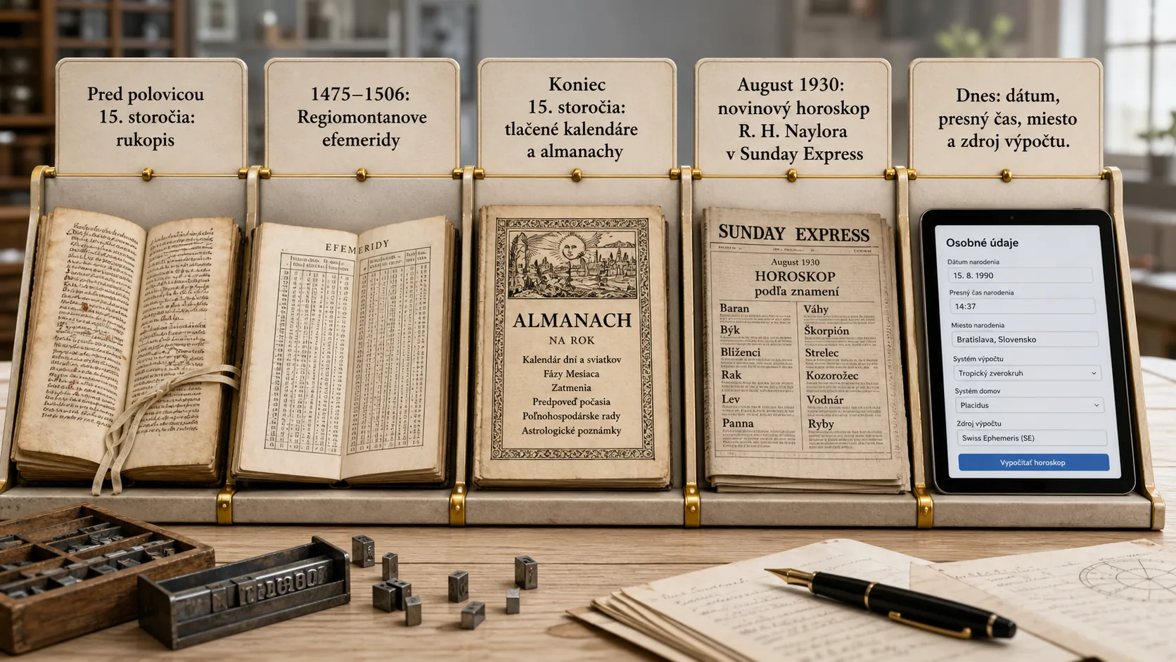 timeline from printed almanac to newspaper horoscope