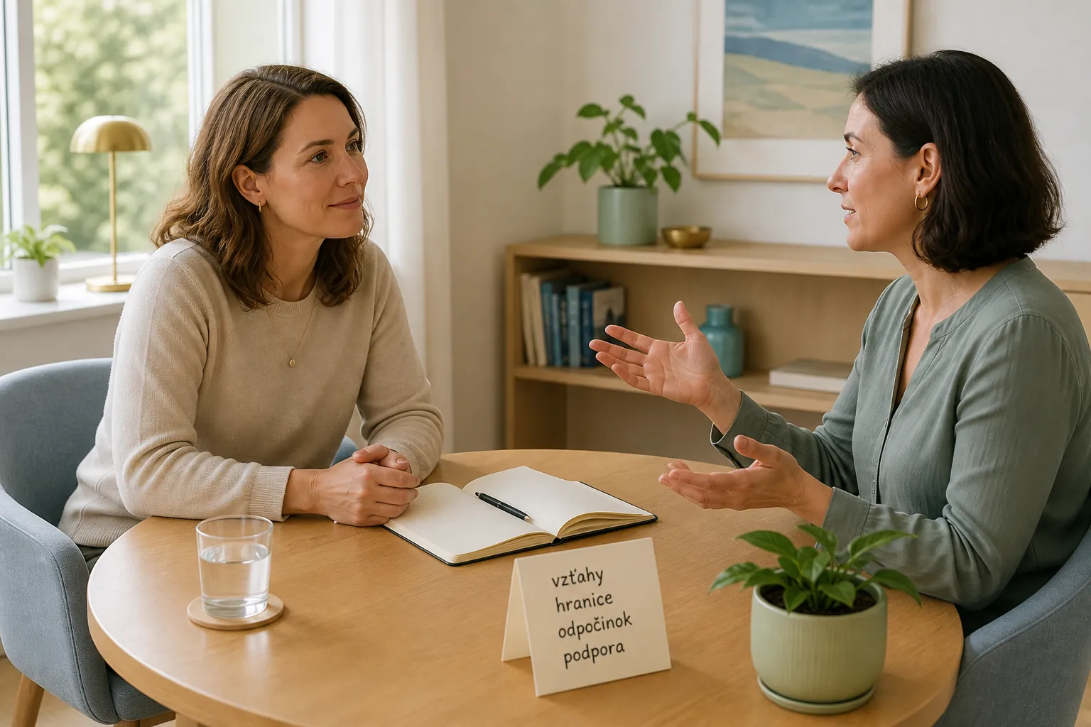 calm reflective conversation about life transitions