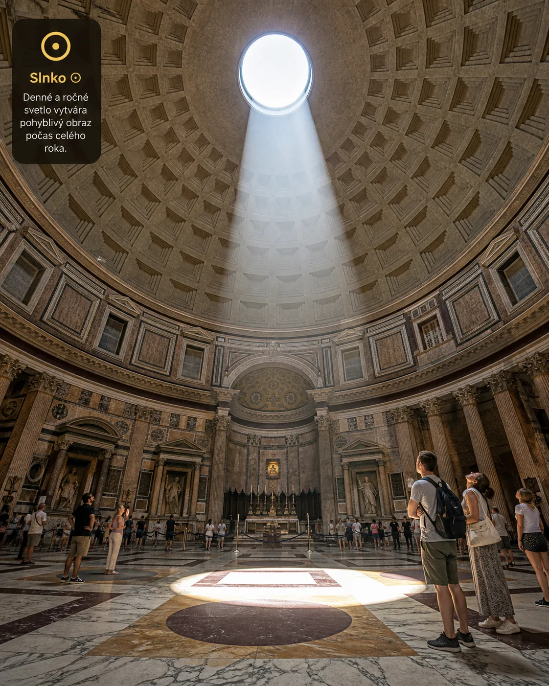 sunlight entering the Pantheon dome in Rome