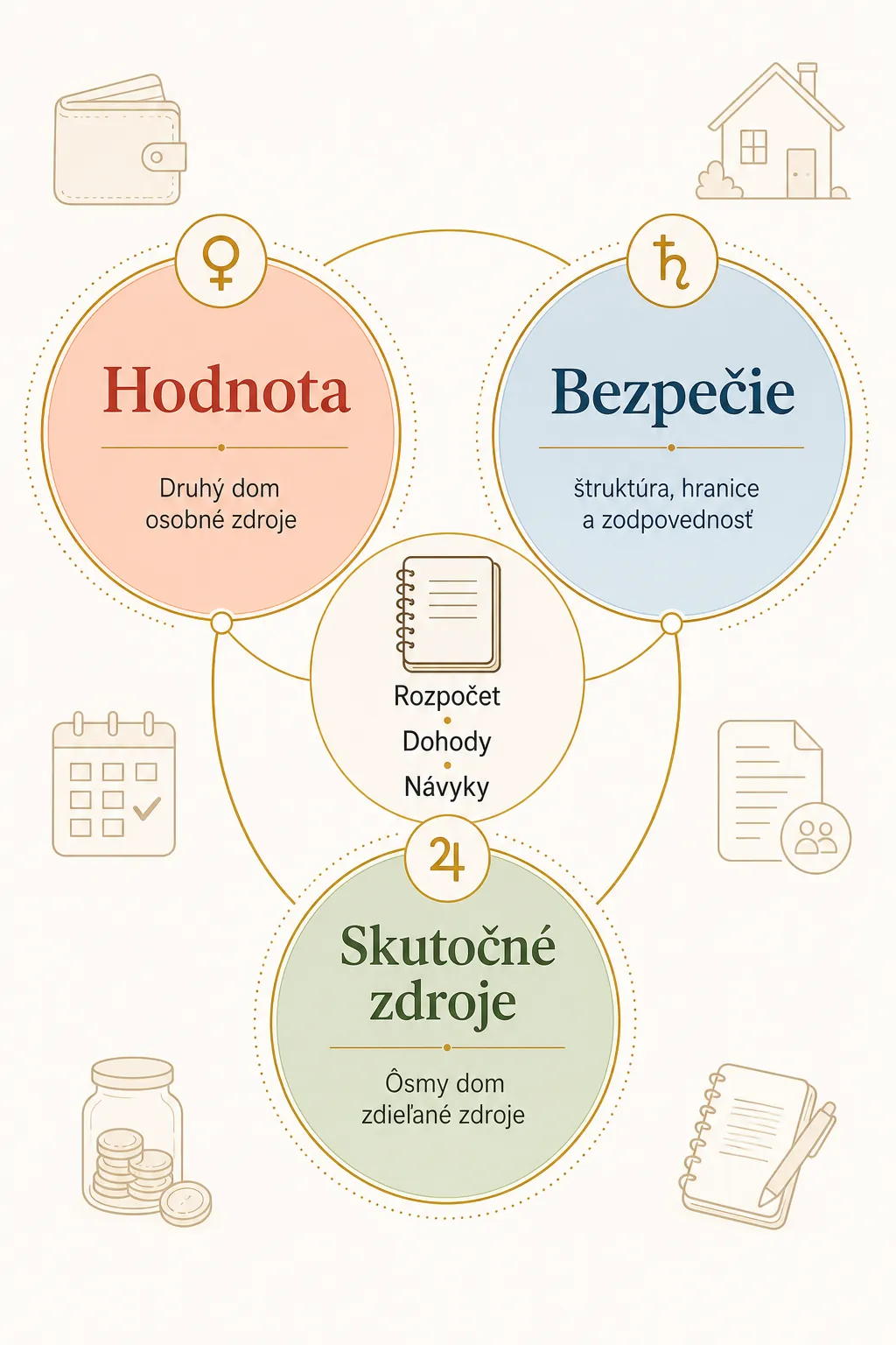 personal finance journal with zodiac house symbols