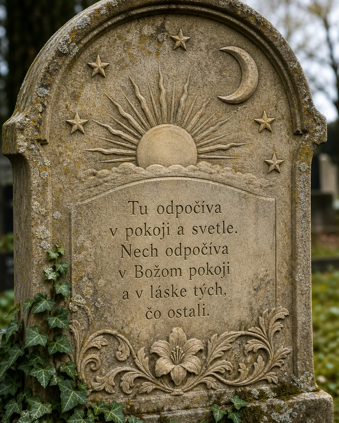carved celestial symbols on a historic cemetery monument