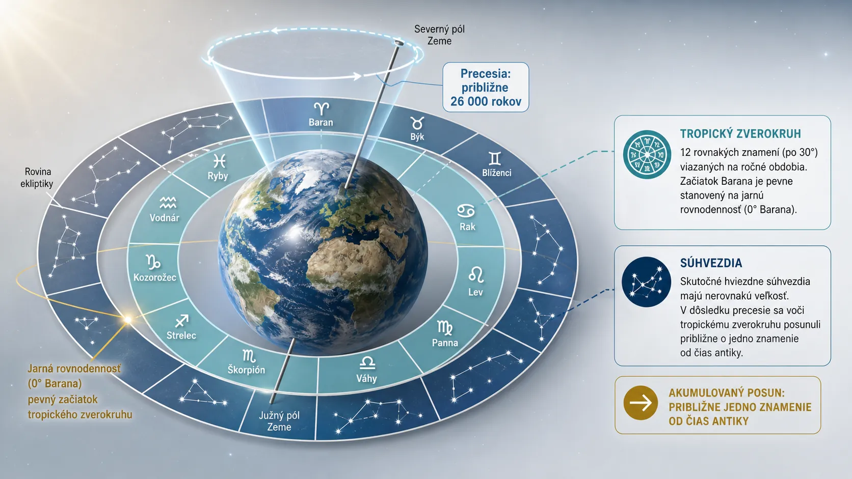 precession of Earth and the shift between tropical signs and constellations