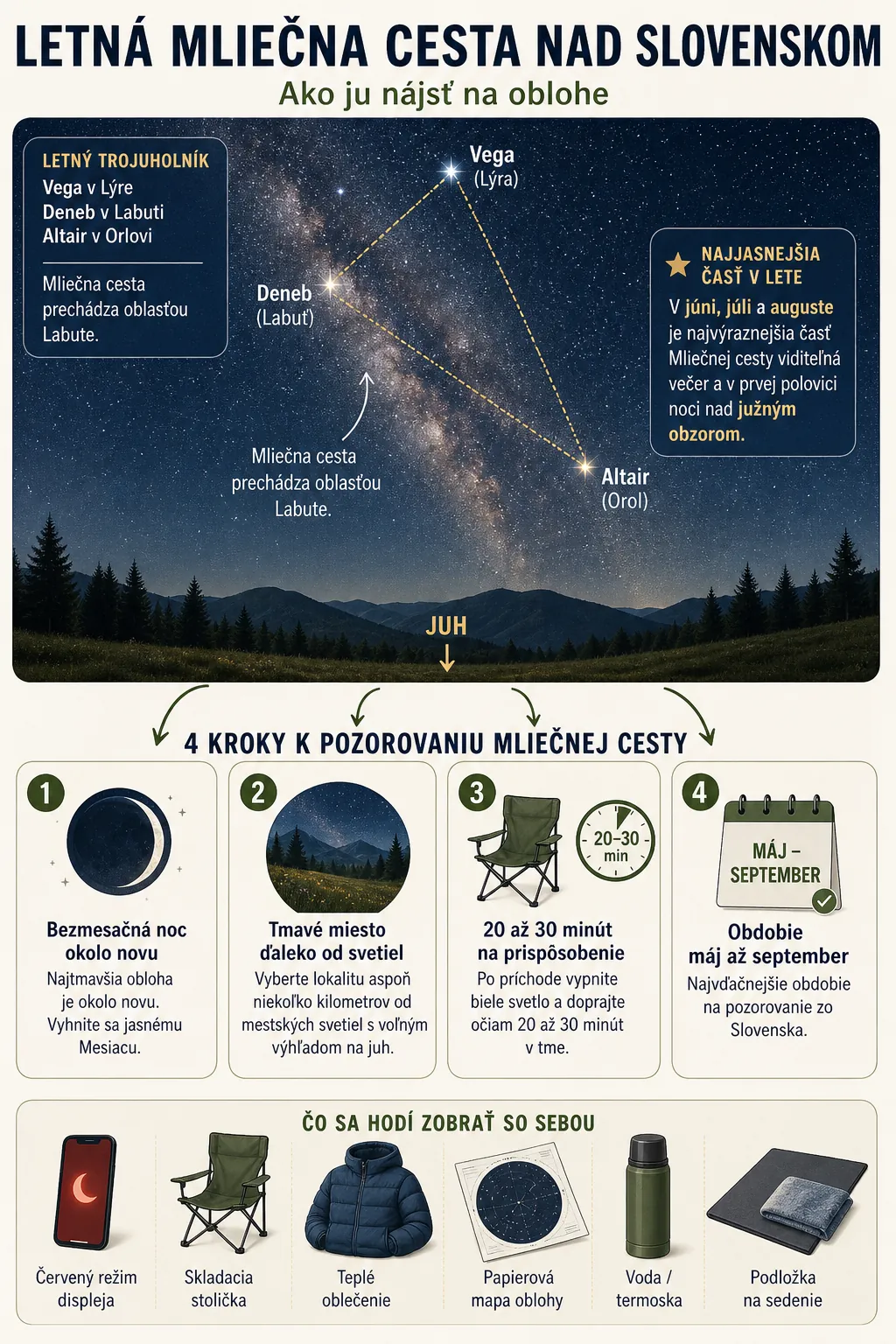 summer Milky Way observing guide for Slovakia
