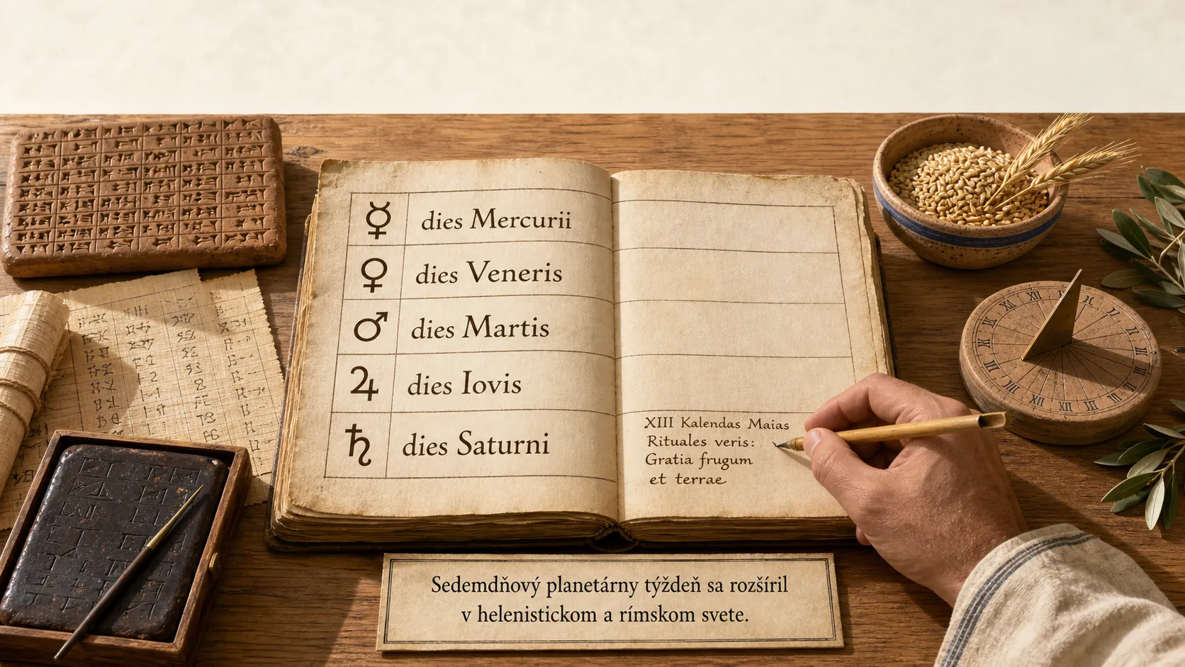 ancient calendar connecting planetary gods with days and seasonal rituals