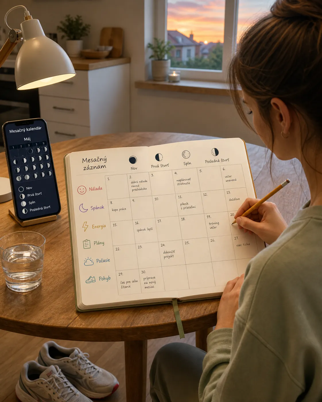 personal moon journal with observations plans and lunar phases