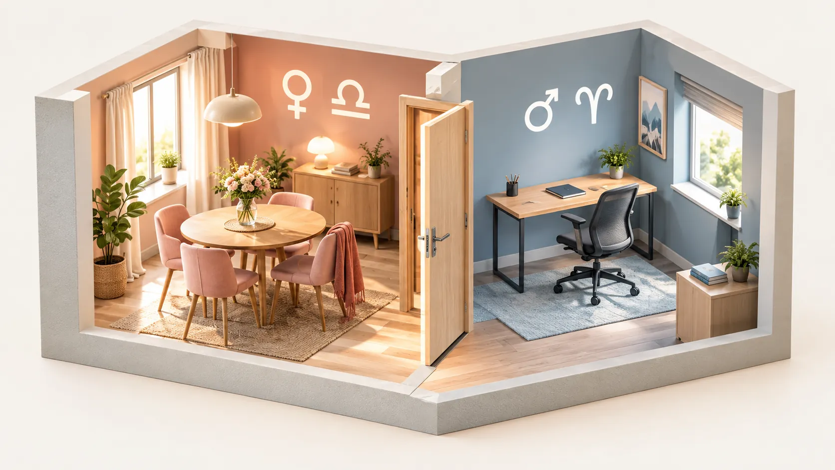 balanced home boundaries represented by venus and mars