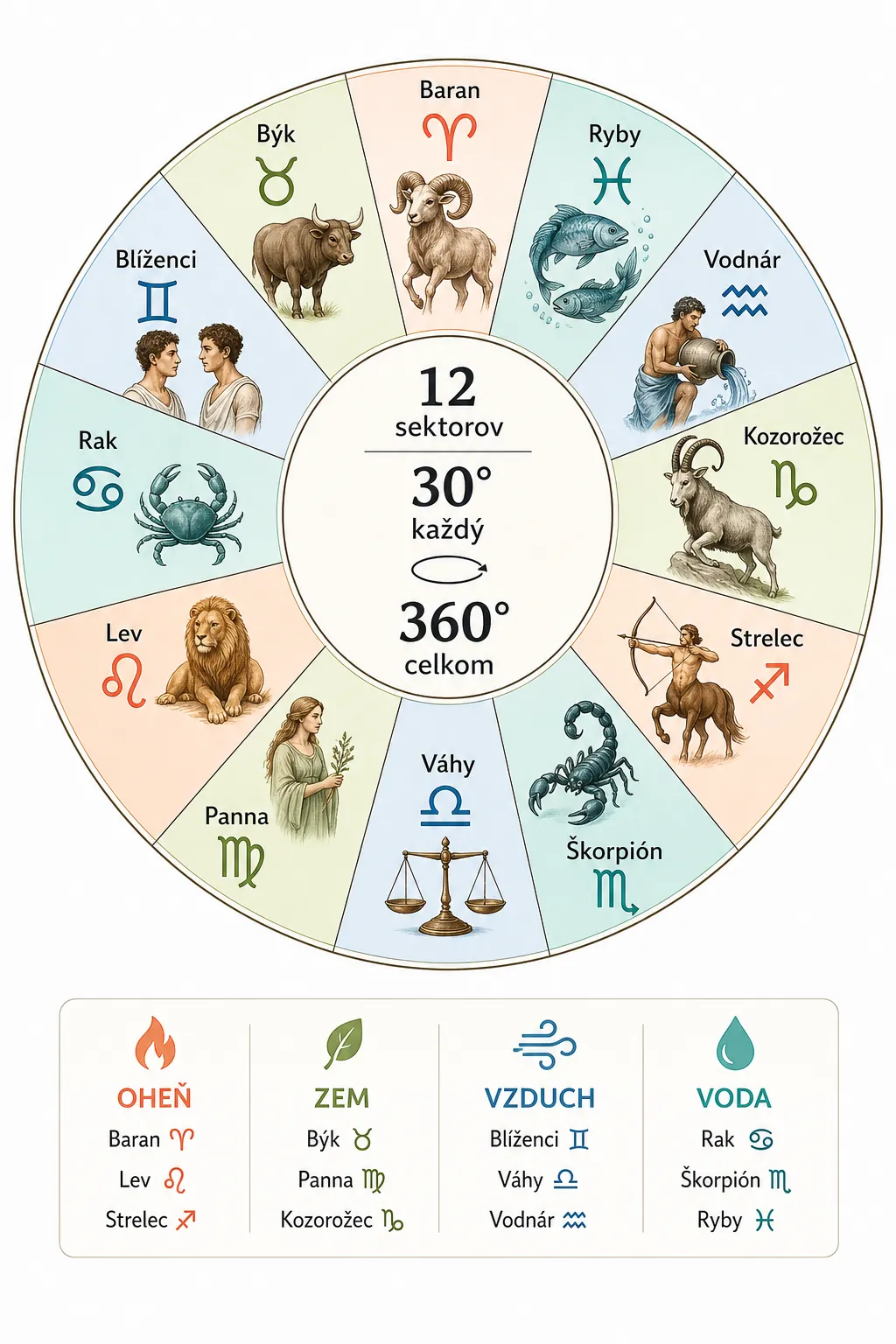 precise zodiac wheel with twelve signs