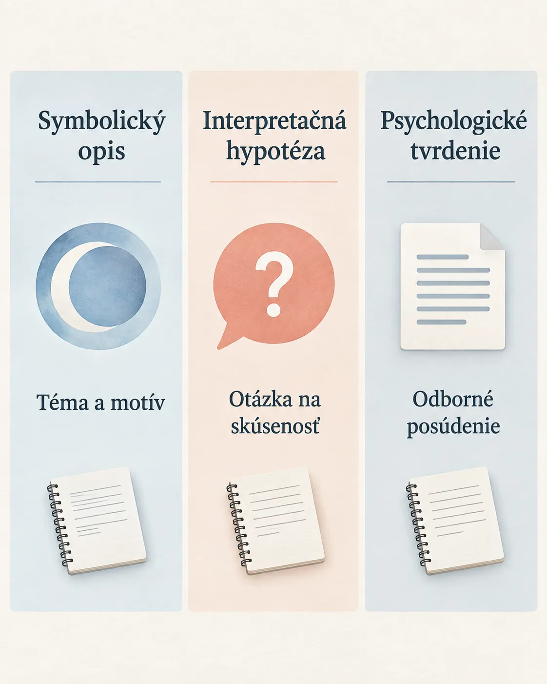 three-level infographic distinguishing symbol hypothesis and psychological statement