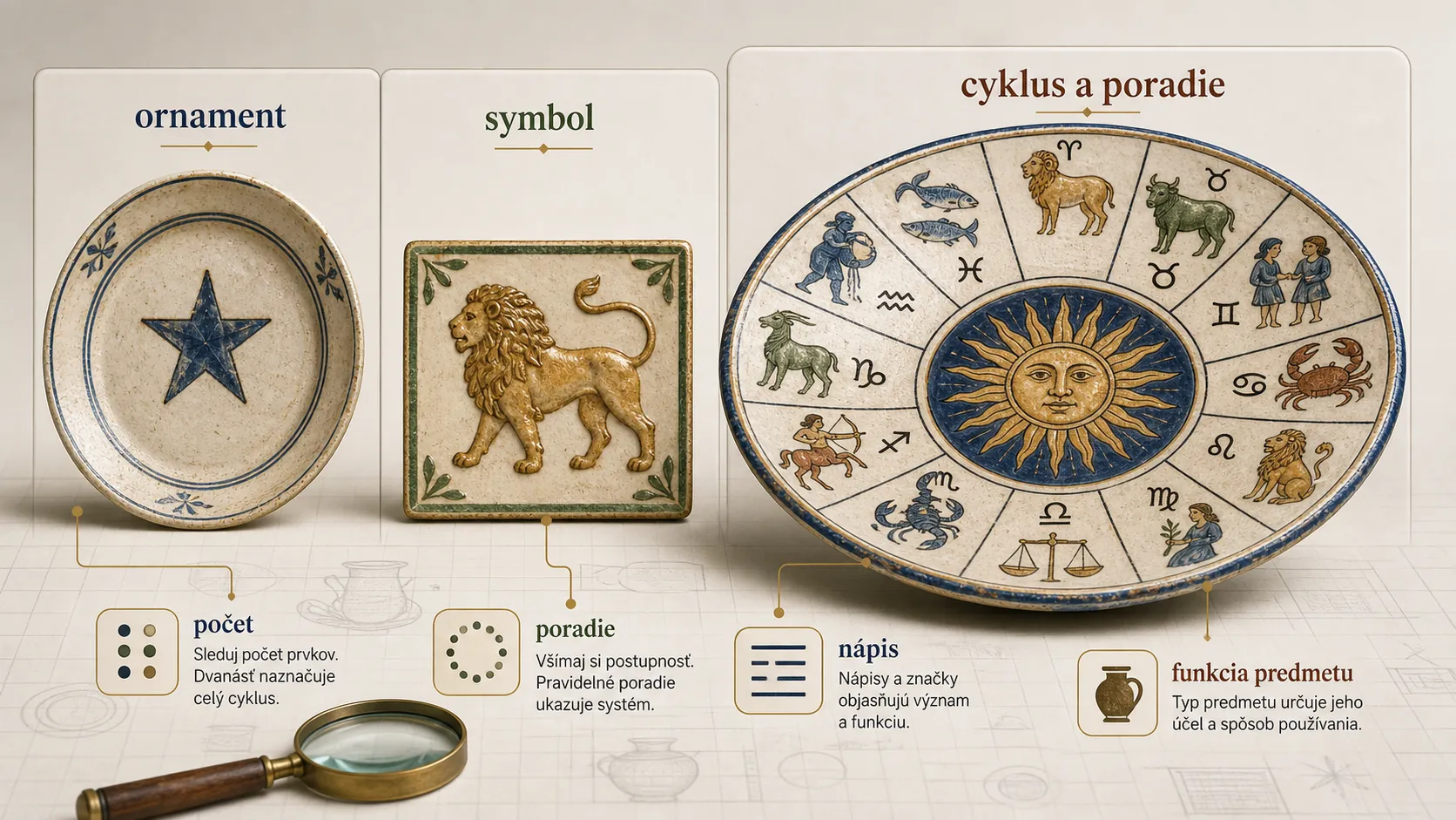 modern museum analysis of ceramic celestial symbols