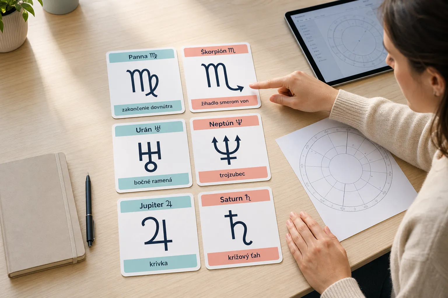 beginner comparing commonly confused astrological glyphs