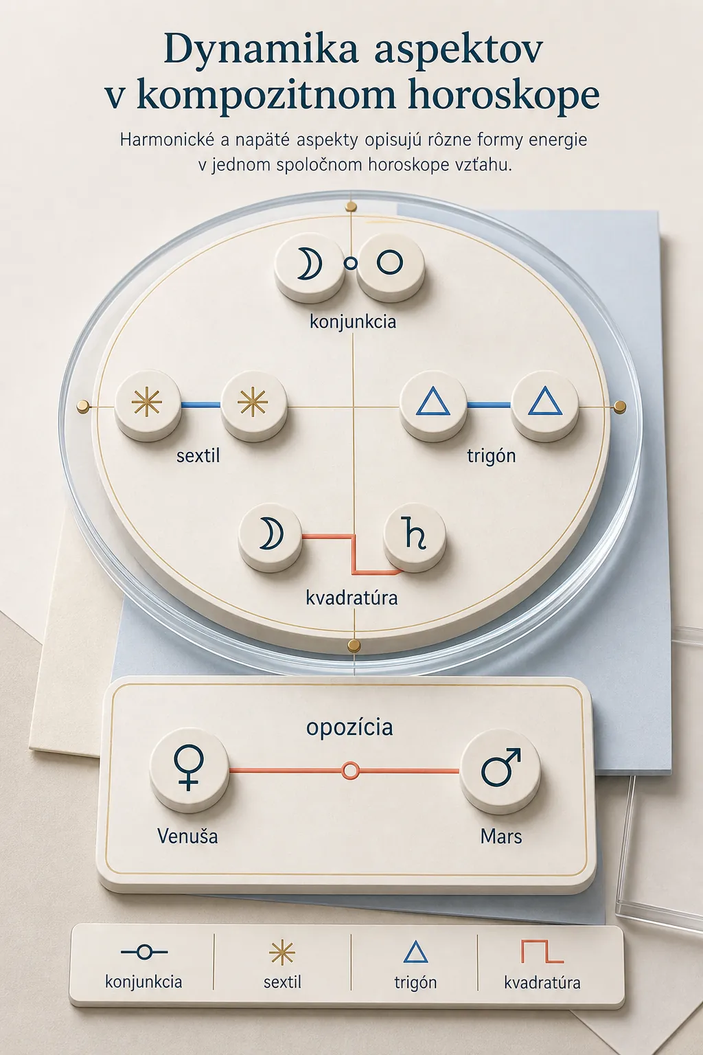 relationship dynamics shown through harmonious and tense composite aspects