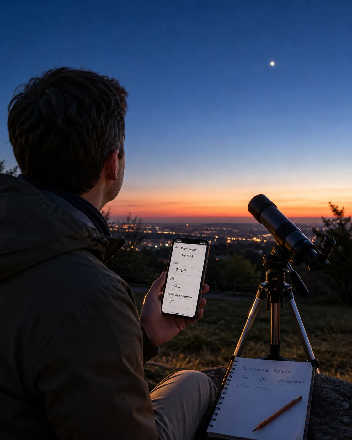 observer finding Venus at bright twilight