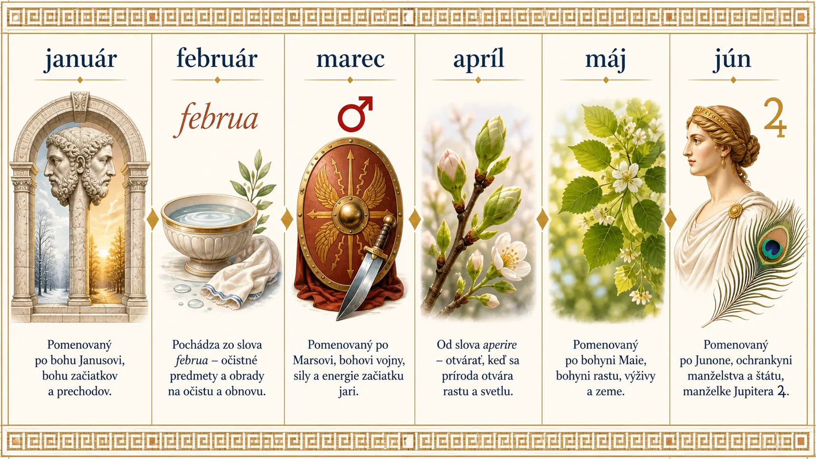 Roman month names and seasonal cycle infographic