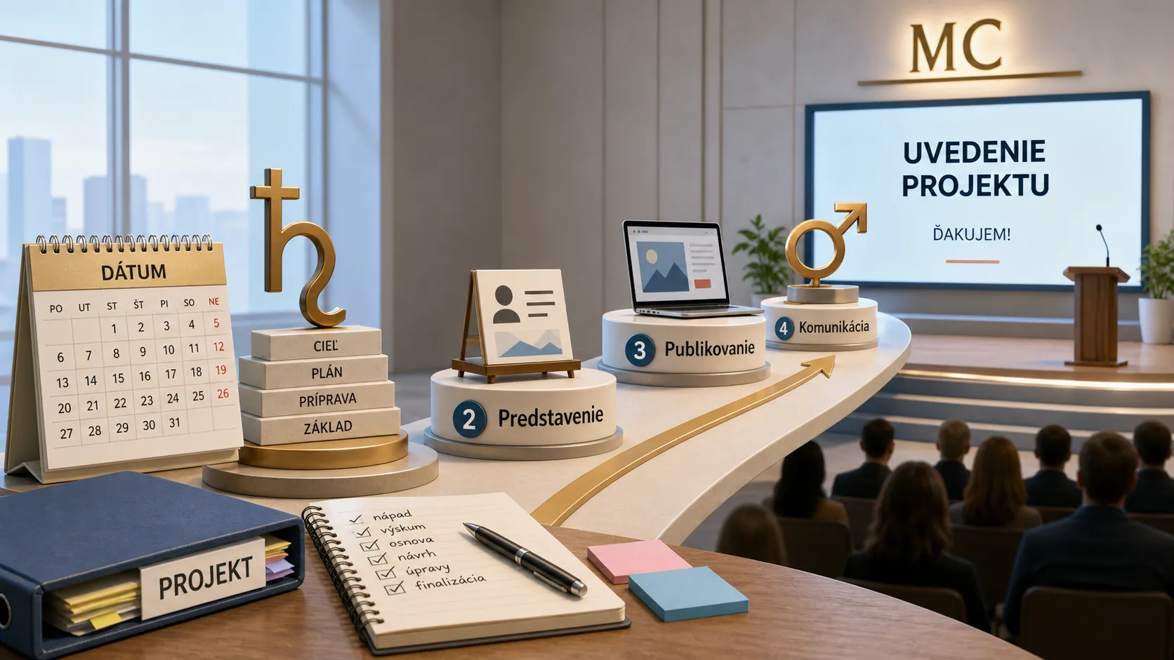 professional project launch with Midheaven and creative milestones