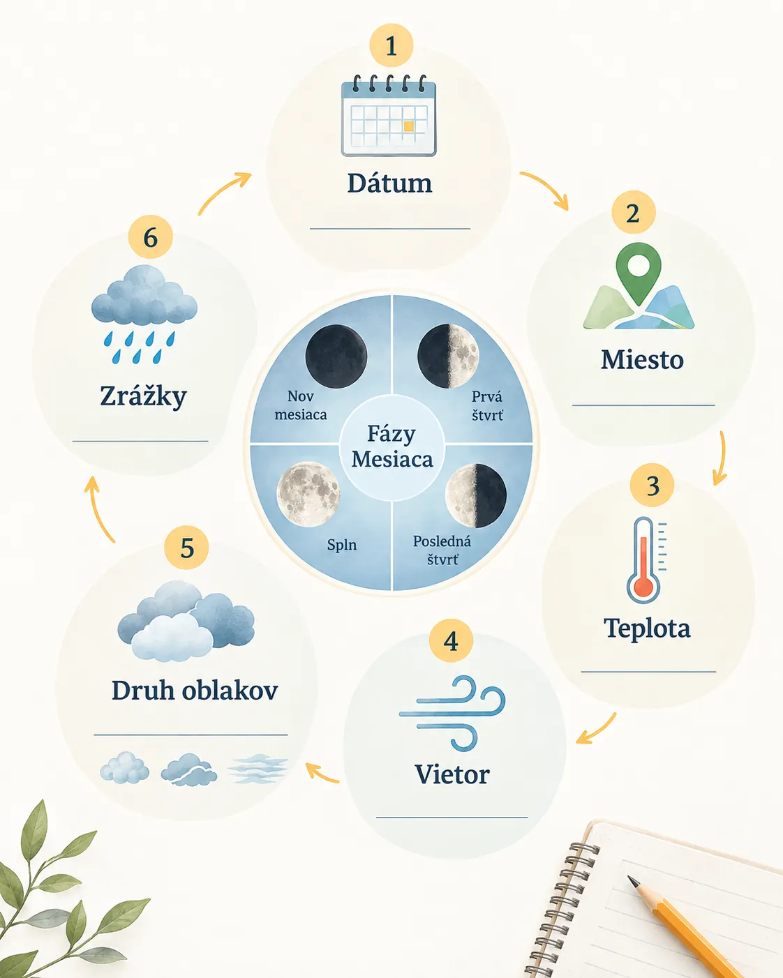 moon phases weather journal infographic