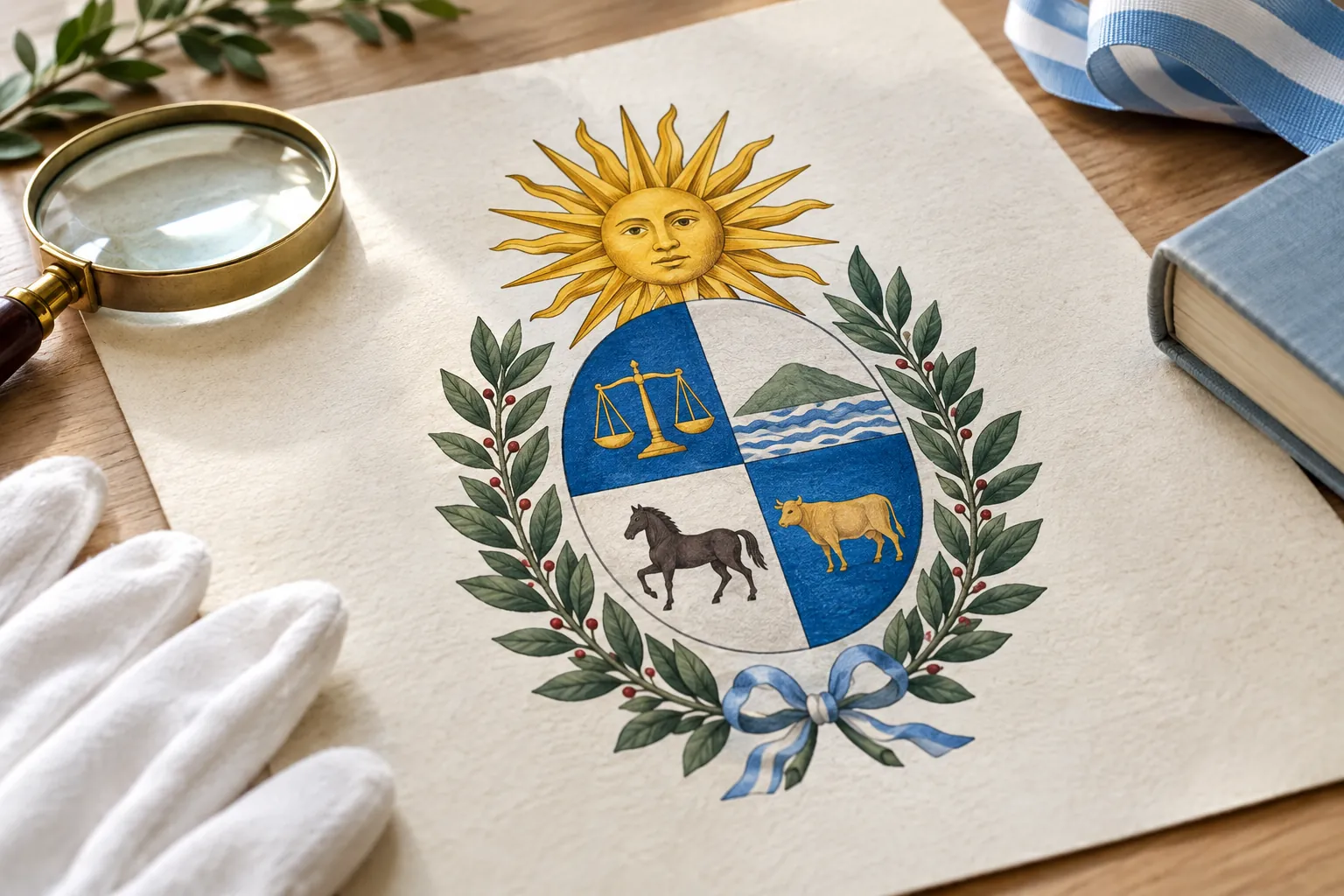 Sun of May on an Uruguayan coat of arms