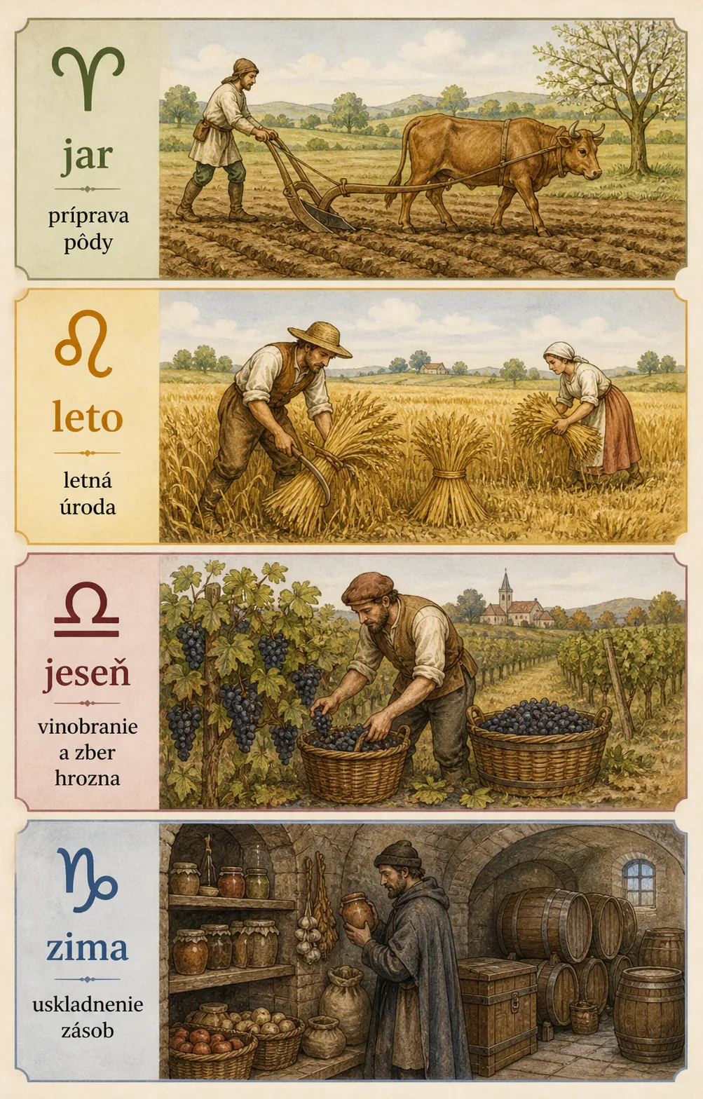 zodiac calendar with seasonal monthly work