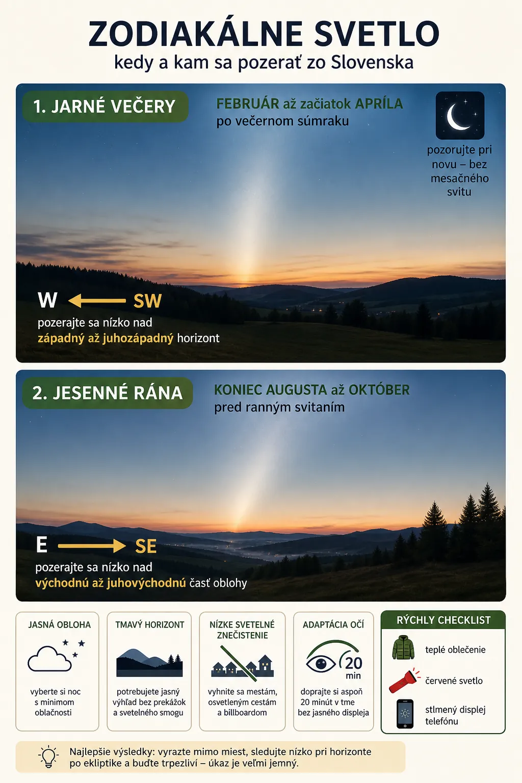 zodiacal light over a dark Slovak horizon