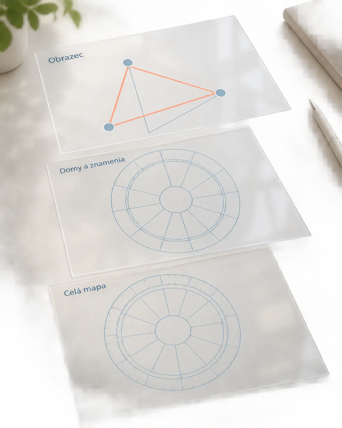 transparent chart layers separating an eye catching pattern from the whole horoscope