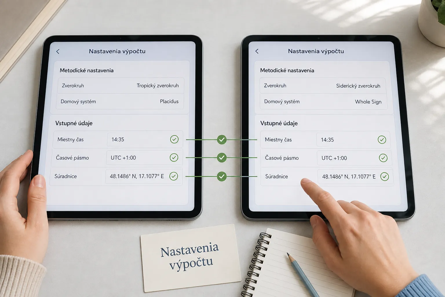two astrology app settings compared on screens