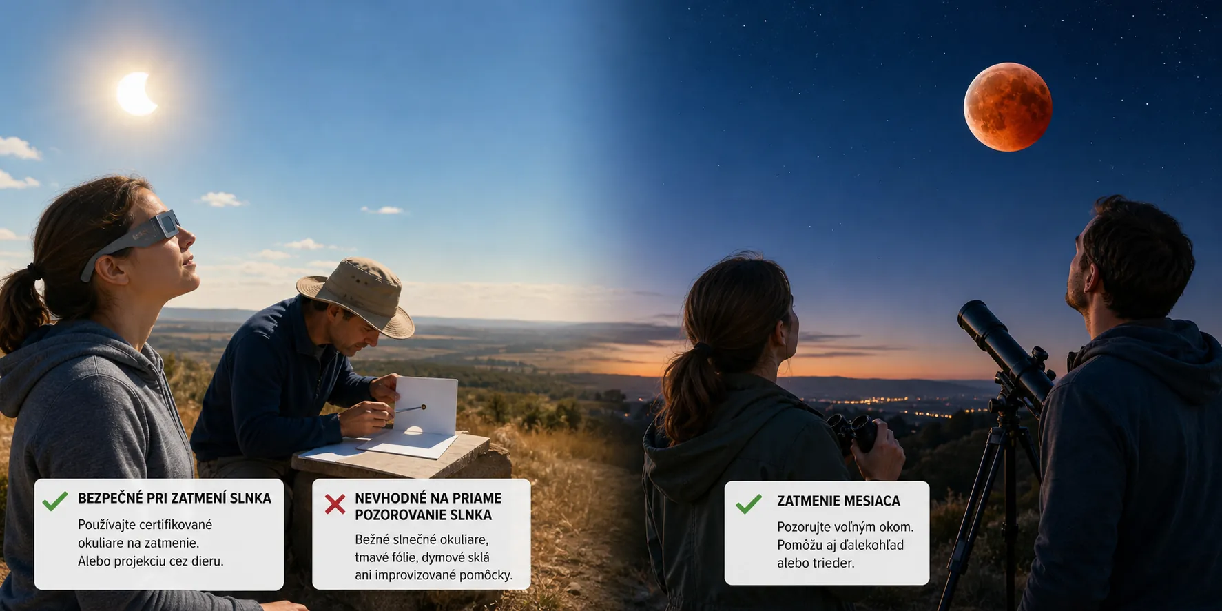 safe observation of a solar eclipse and a lunar eclipse