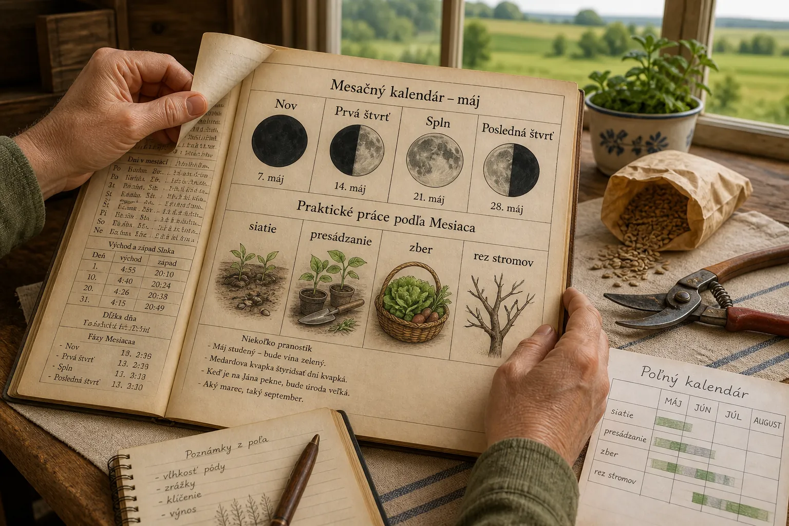 historic almanac calendar and lunar farming notes