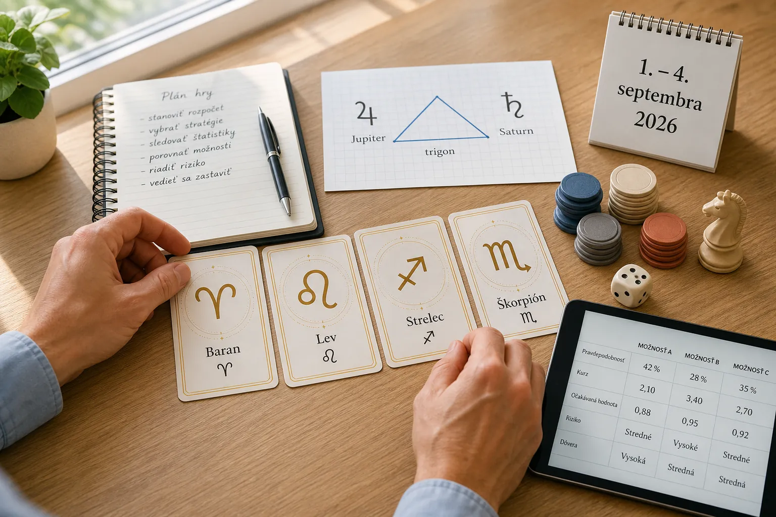 four zodiac signs and a bright strategic game table
