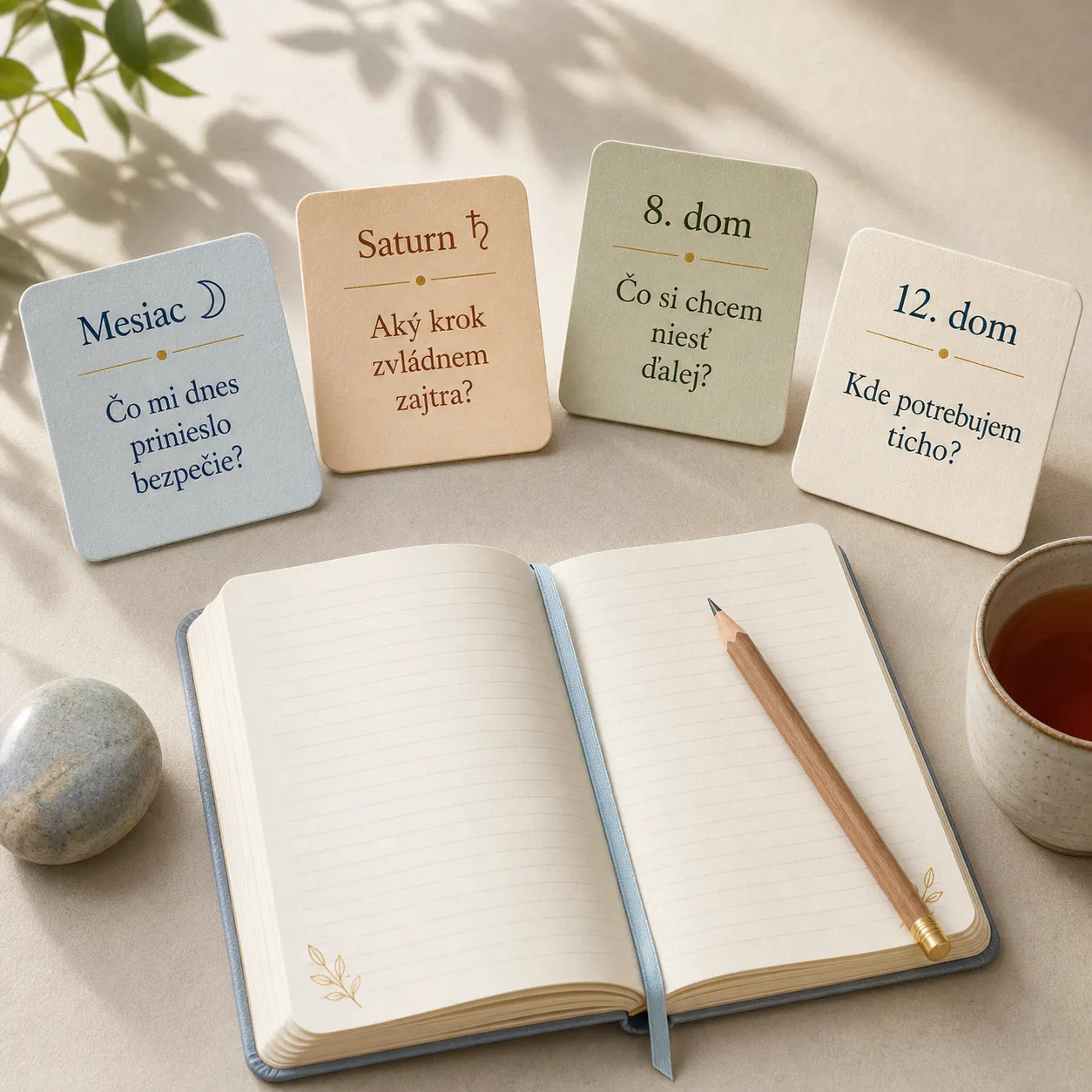 gentle journal questions with moon saturn and house symbols