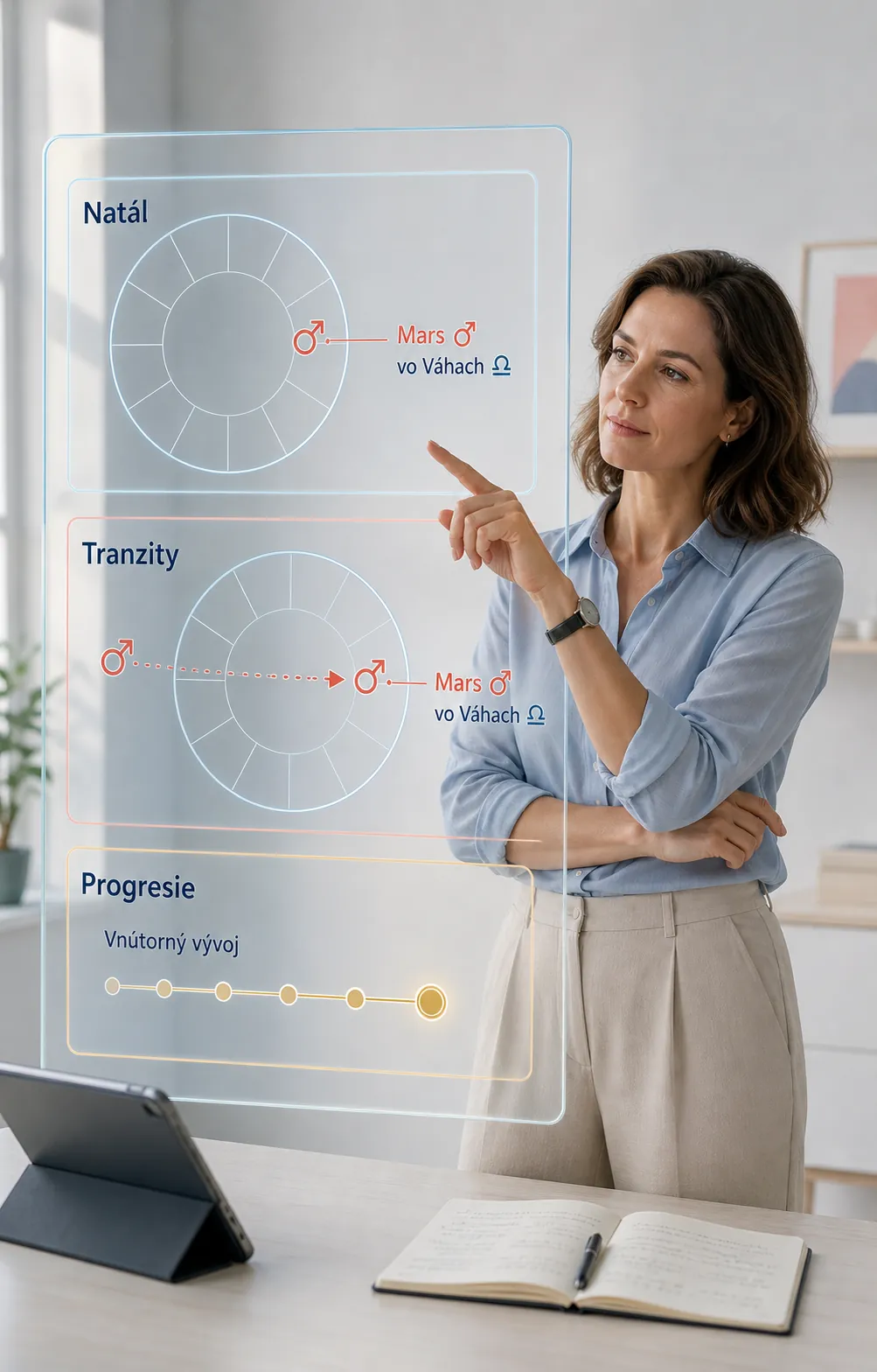 person comparing a birth chart, current transits and progressions