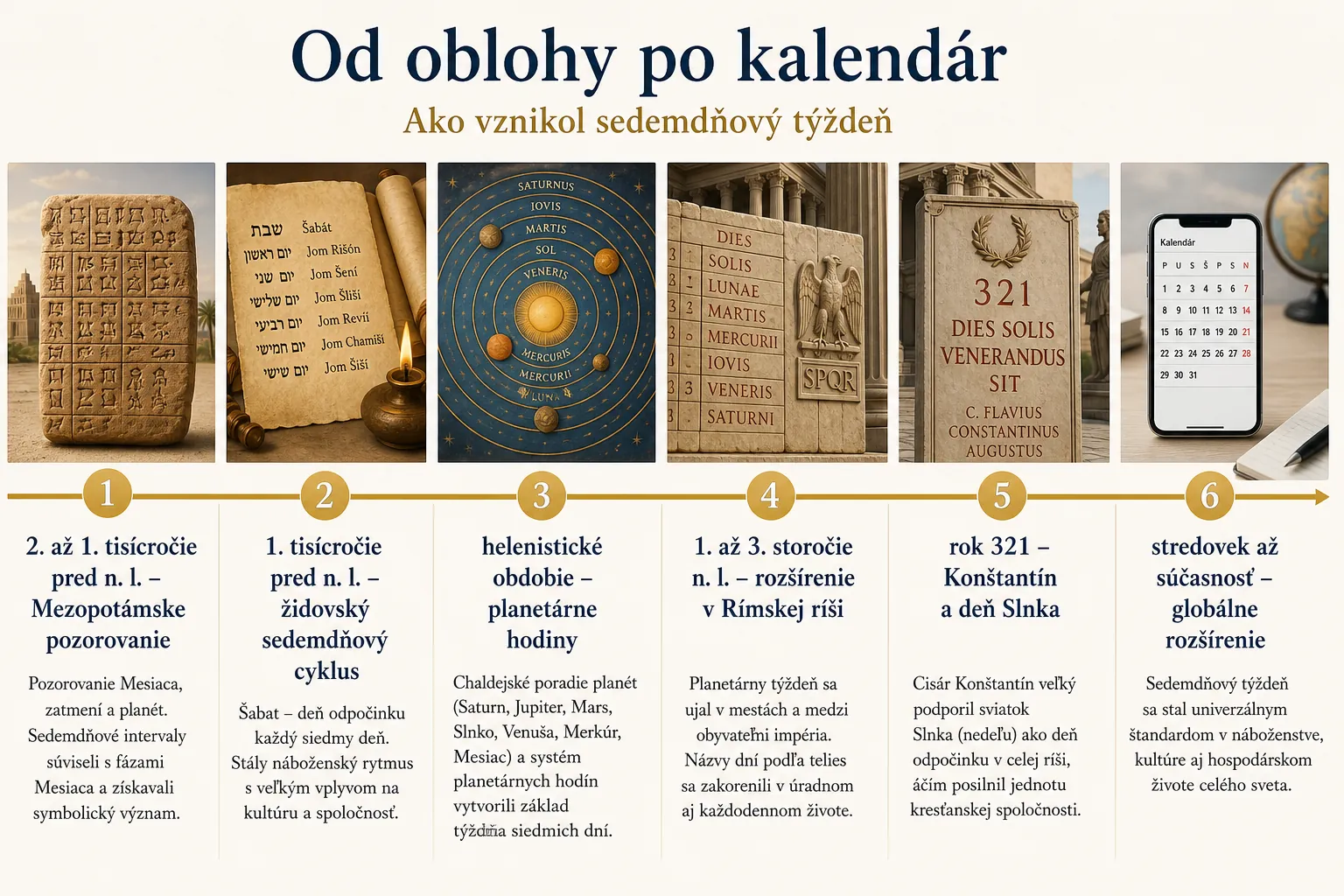 historical timeline from Mesopotamian lunar observation to the modern seven-day week