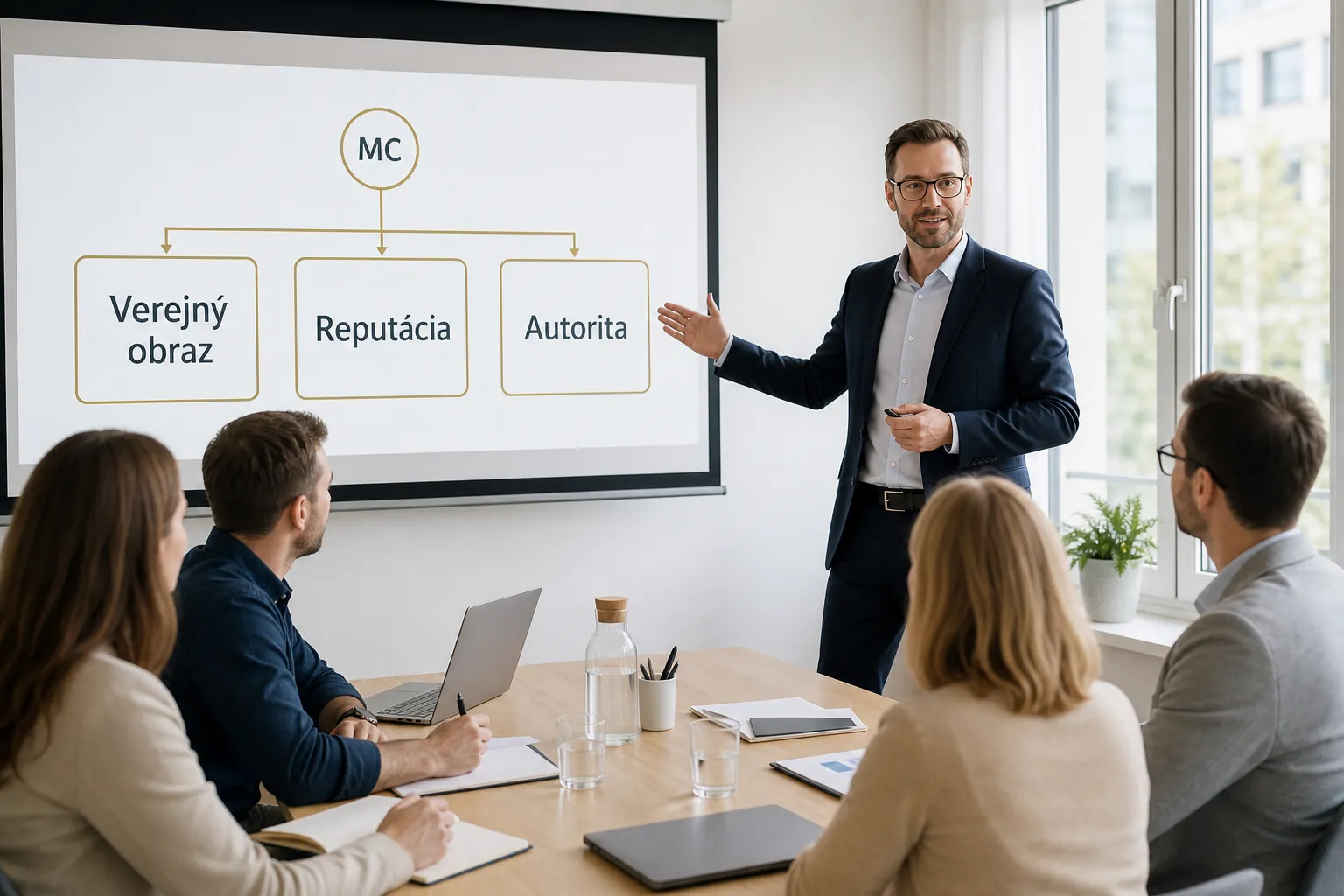 professional presenting a public image strategy