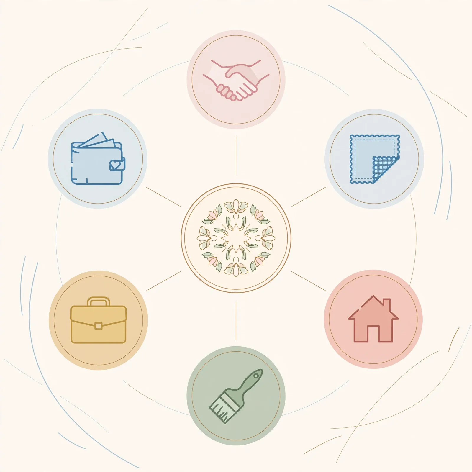 editorial infographic showing venus themes across life areas without labels