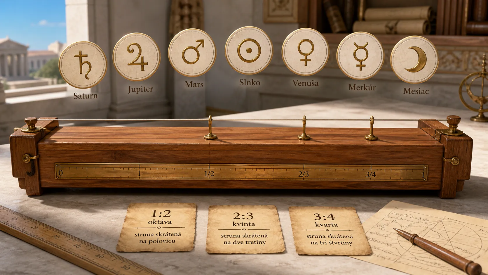 ancient monochord and seven classical planets