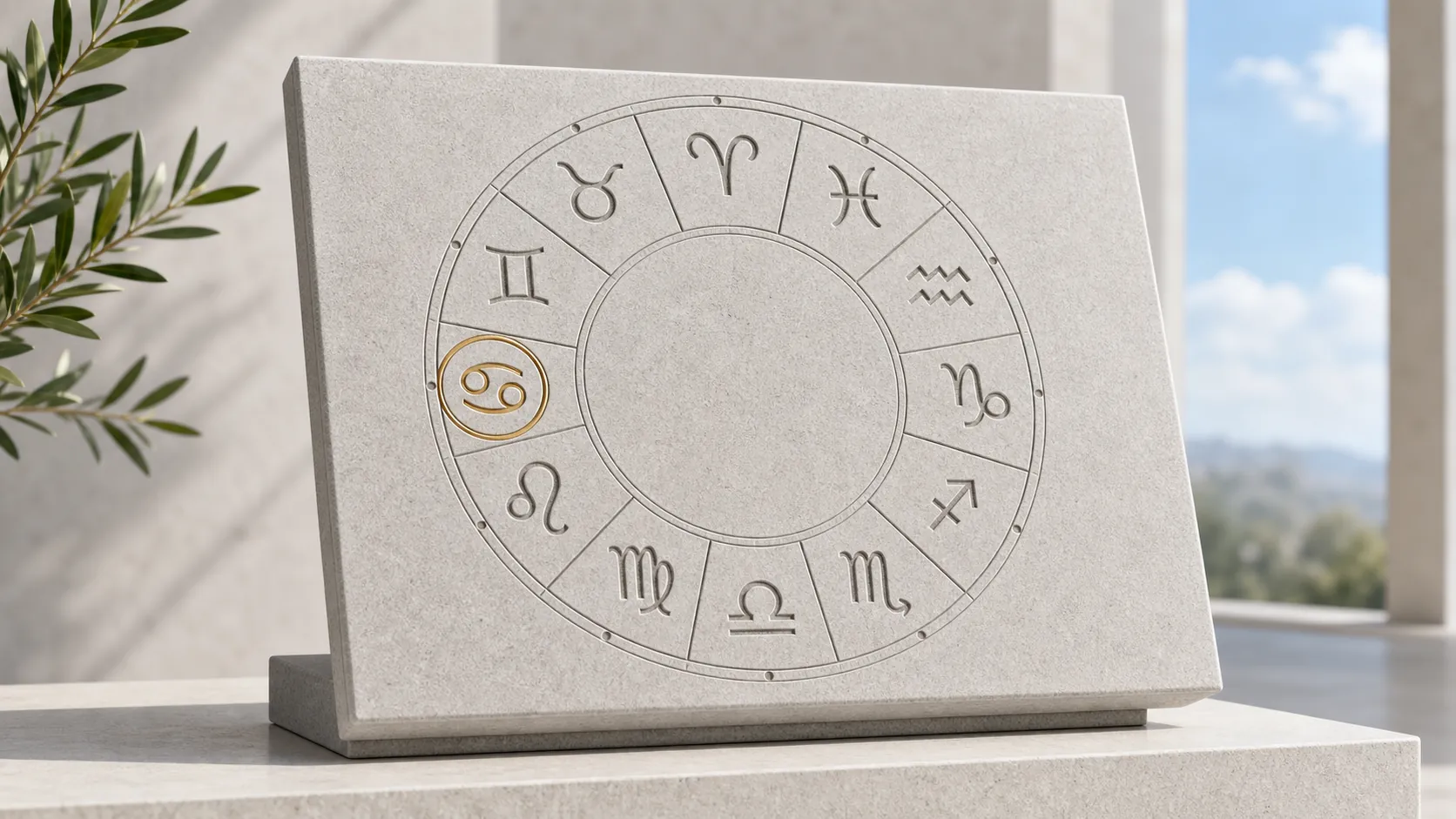 modern zodiac memorial design with twelve signs