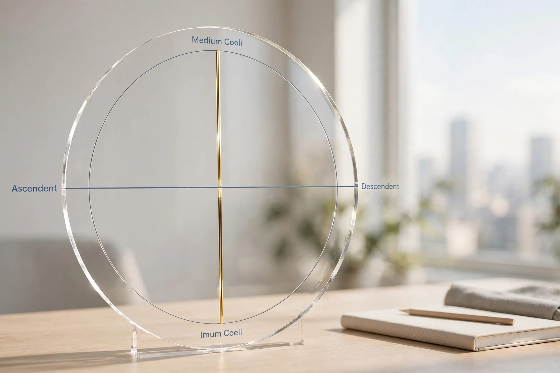 medium coeli and imum coeli axes in a modern home workspace