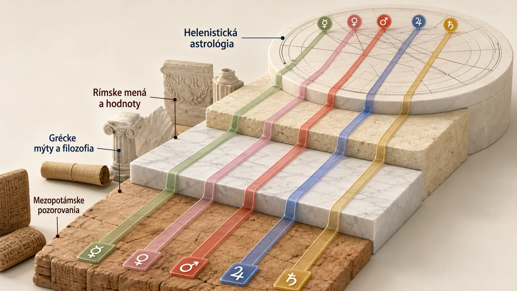 layered formation of western planetary meanings