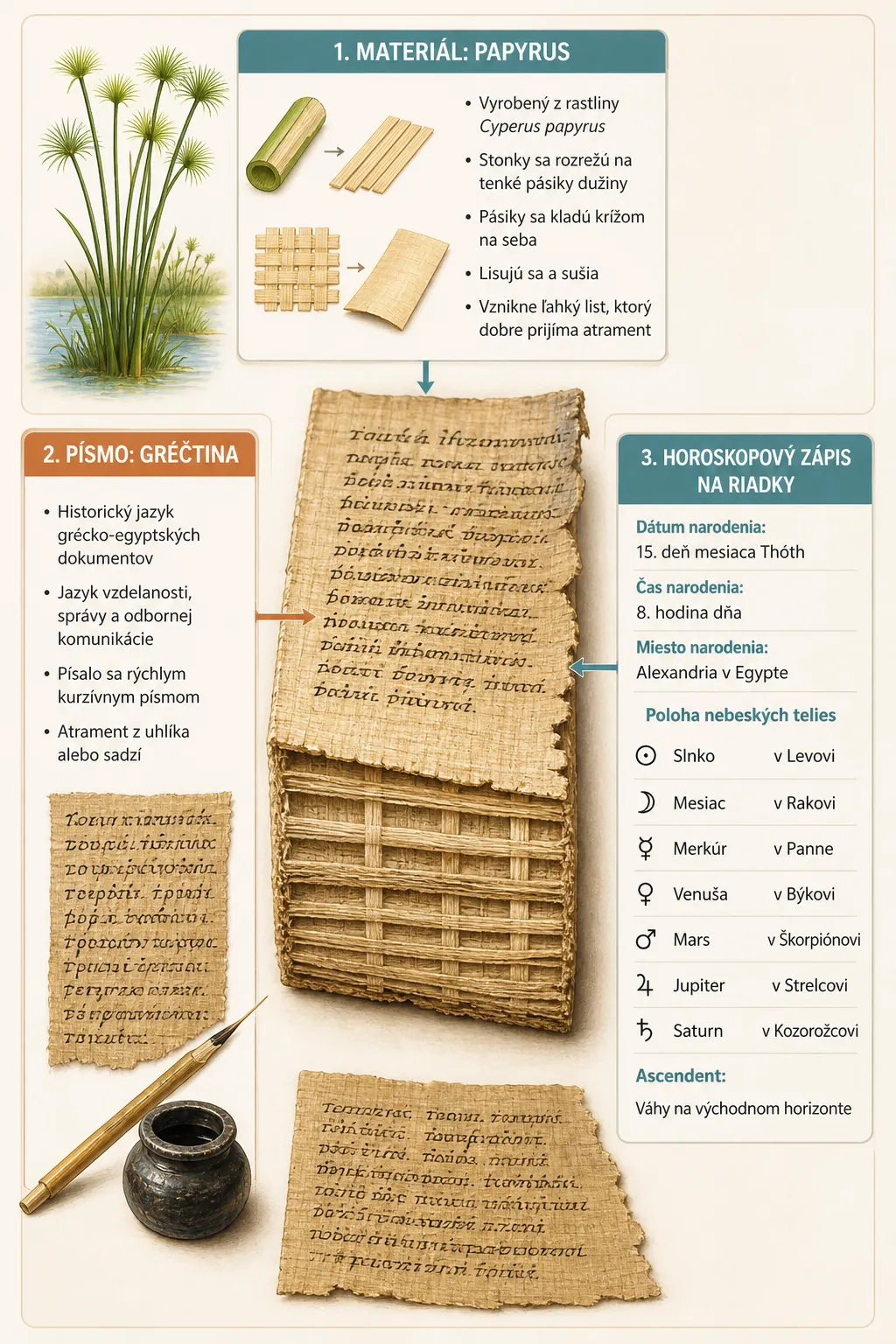 material structure of a Greek Egyptian horoscope papyrus