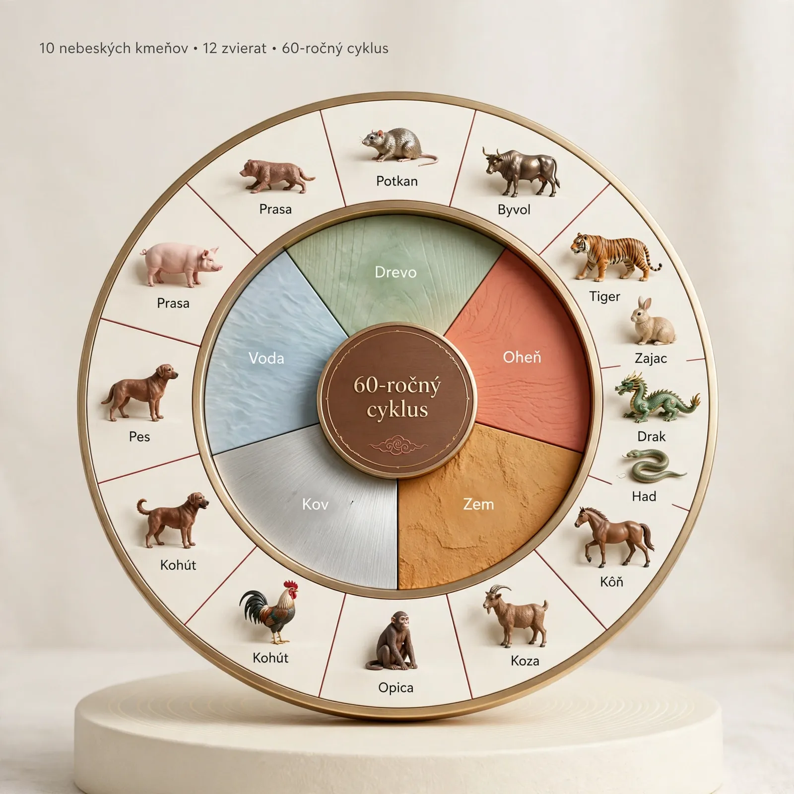 three-dimensional Chinese zodiac cycle with five elements