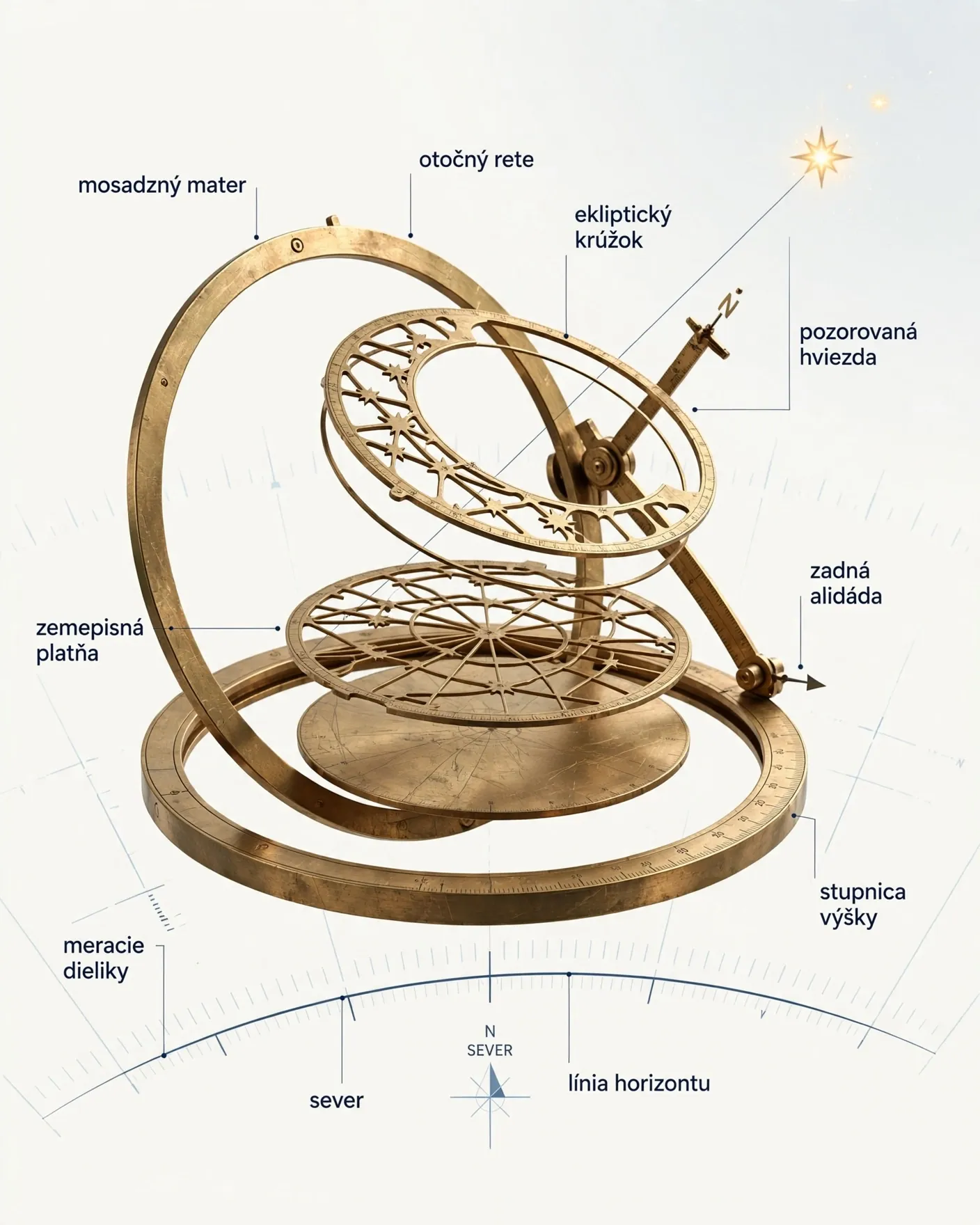 historic astrolabe showing celestial measurement